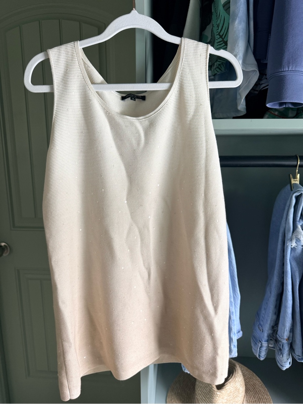 Lafayette 148 Sleeveless Ivory Silk/Cotton Tank - Classic Women's Top